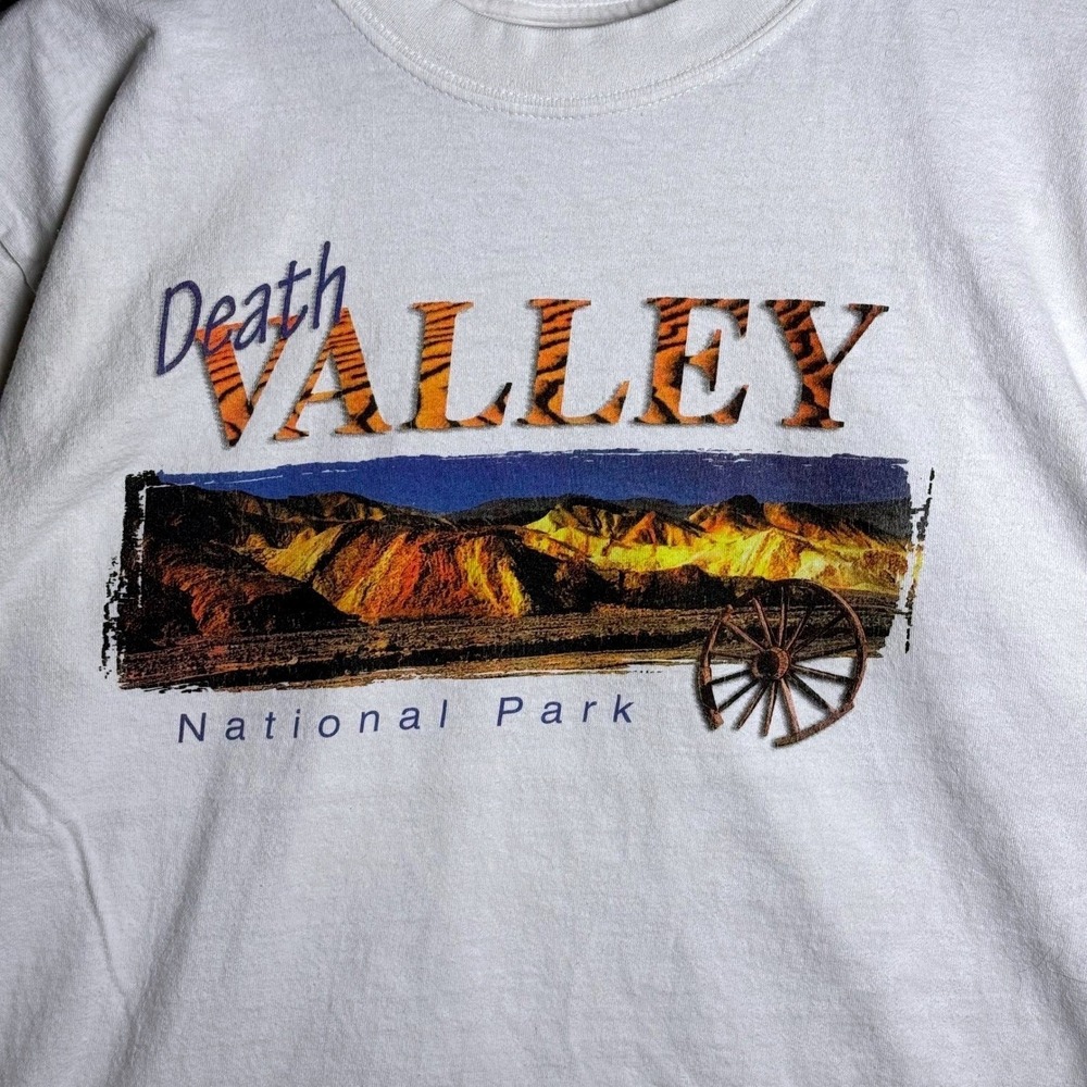 Gildan Death Valley National‎ Park Graphic T-Shirt Mens Large White Heavy Cotton